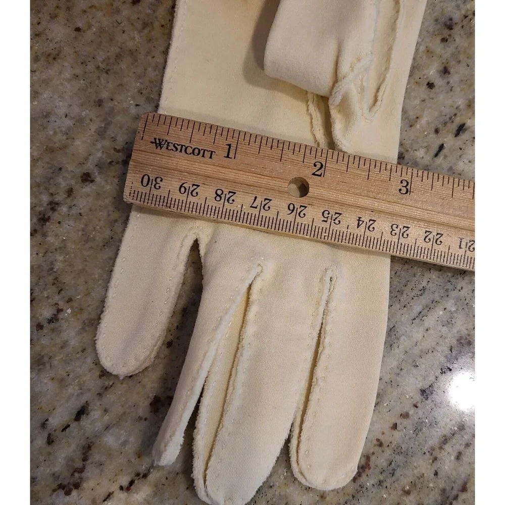 Vintage Size M Yellow Stretch Formal Cotton Gloves 9